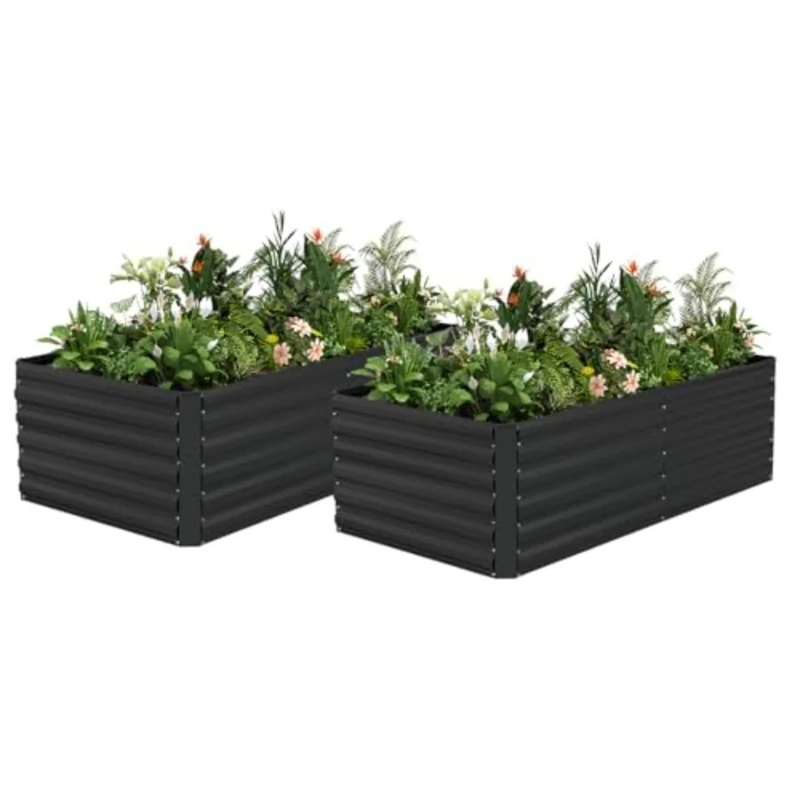 Planter Raised Metal - x2ft Outdoor Metal Raised Garden Bed,