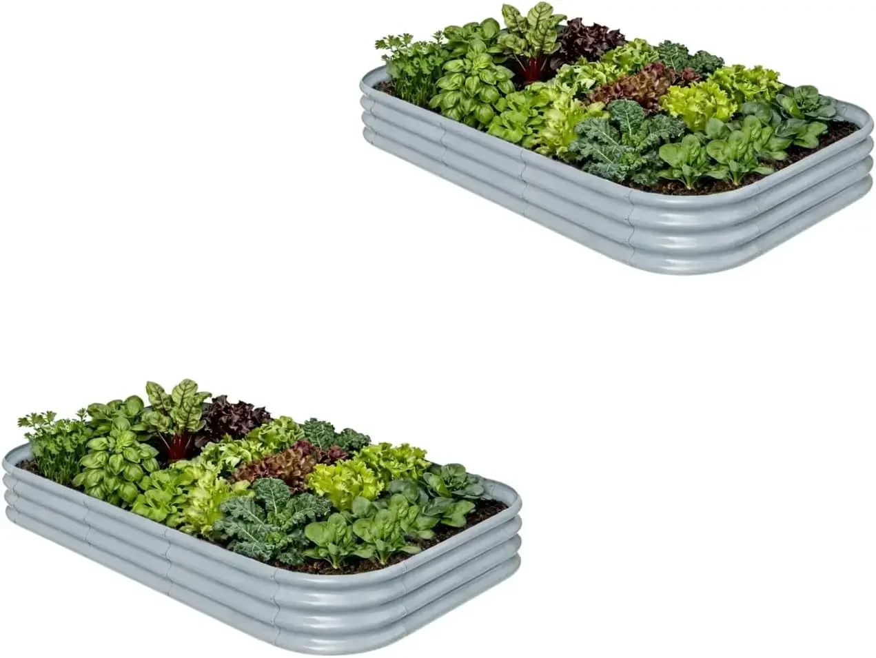 Planter Raised Metal - 2-Pack Galvanized Raised Garden Bed 8x4x1