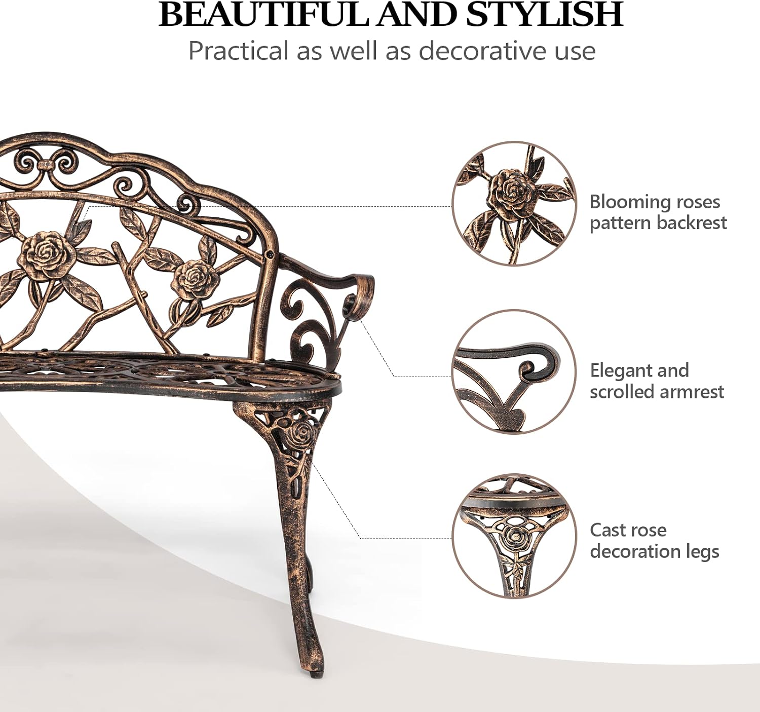 Outdoor Metal Garden Bench, Ro - Outdoor Furniture One Piece ulasan dan harga