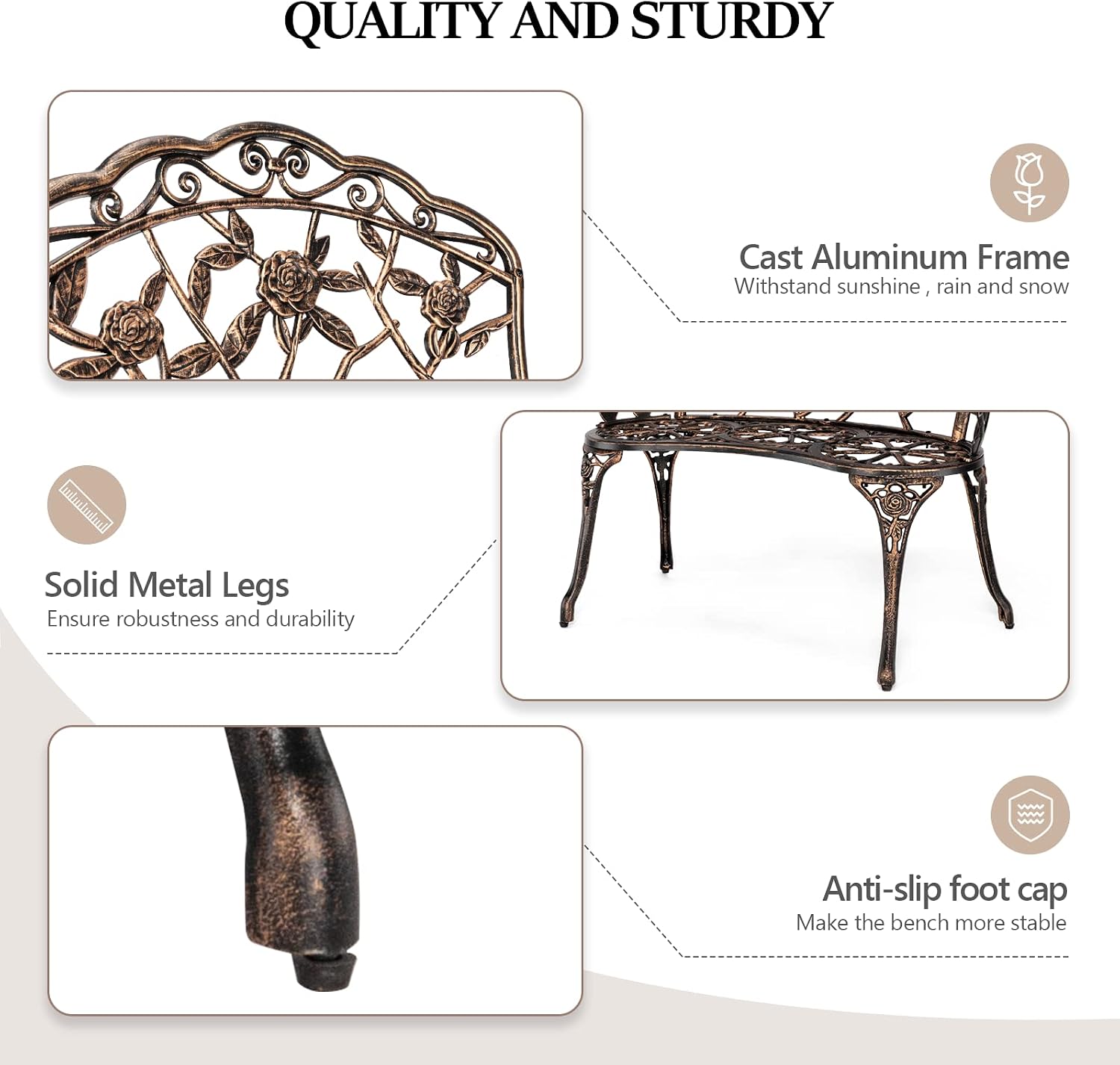 Outdoor Metal Garden Bench, Ro - Outdoor Furniture One Piece ulasan dan harga