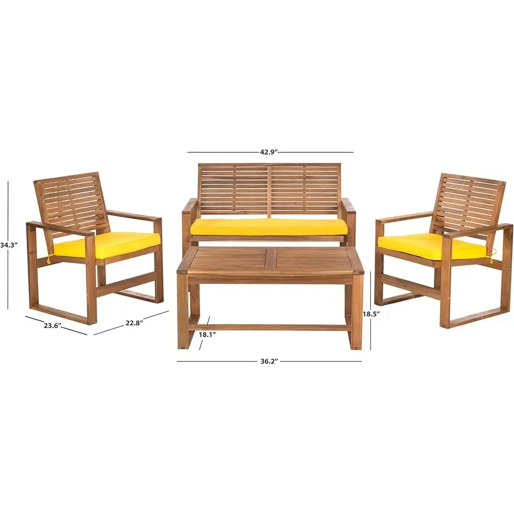 4-Piece Acacia Outdoor Patio F - Outdoor Furniture Yellow ulasan dan harga