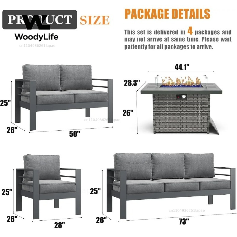 L5 Pieces Modern Aluminum Pati - Outdoor Furniture Fire Pit Set ulasan dan harga