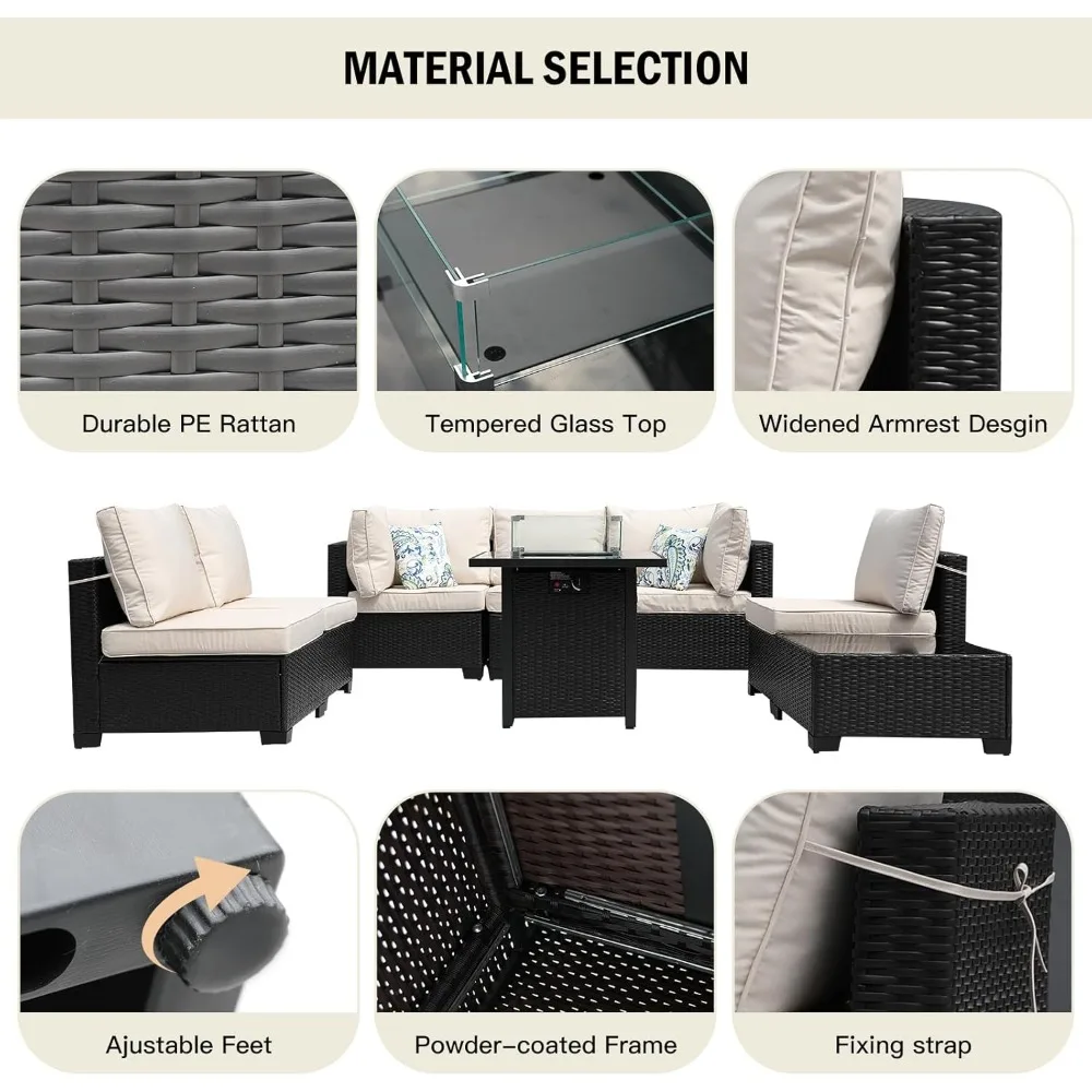 8-Piece Patio Furniture Rattan - Outdoor Furniture Fire Pit Set ulasan dan harga