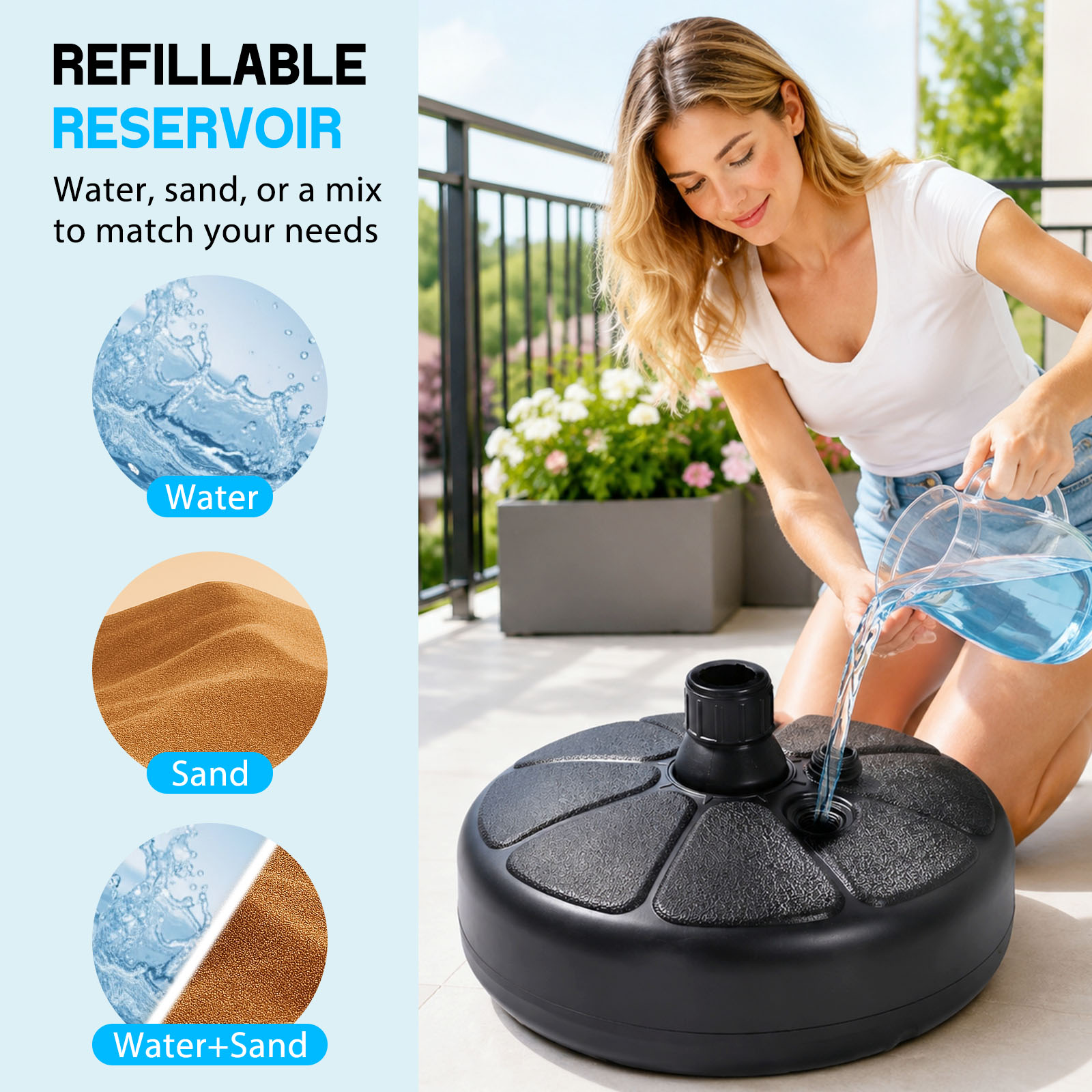 26lbs Fillable Water Sand Umbr - Outdoor Furniture Sunbrella ulasan dan harga