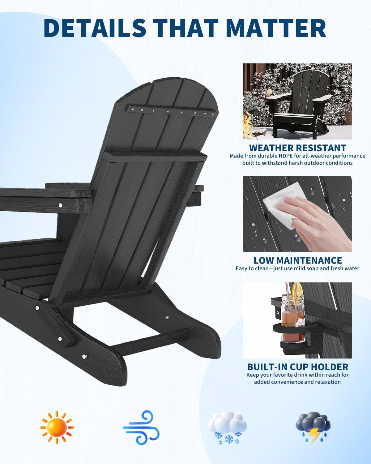 Folding Adirondack Chair HDPE  - Deck Chair Lounger ulasan dan harga