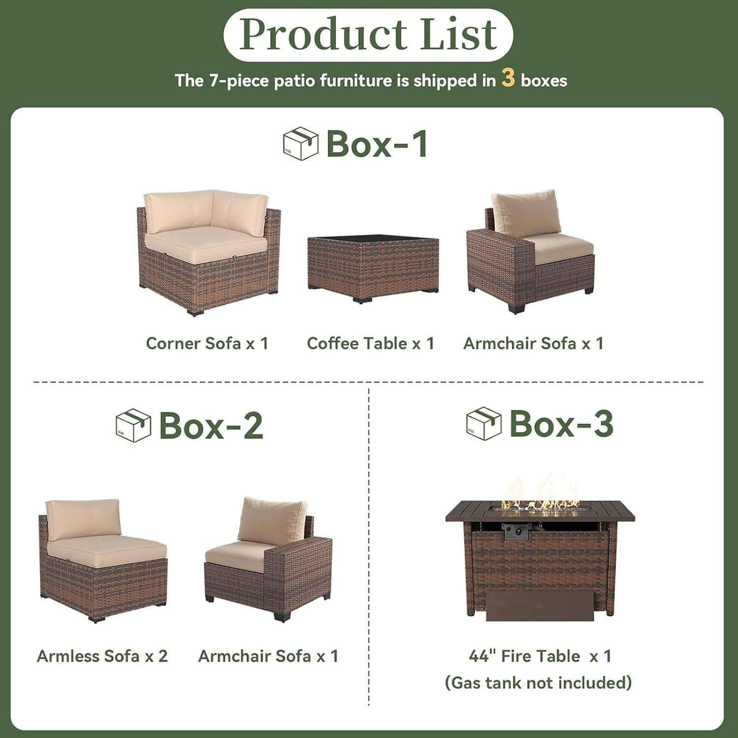 7 Piece Patio Furniture Set wi - Outdoor Furniture Fire Pit Set ulasan dan harga