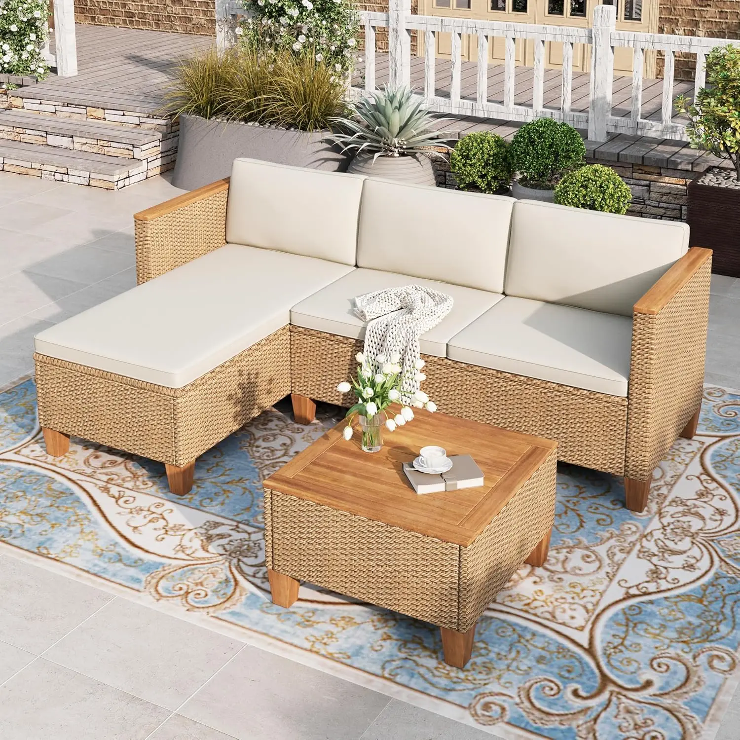 Small Patio Furniture Set, 3 P - Outdoor Furniture Yellow ulasan dan harga