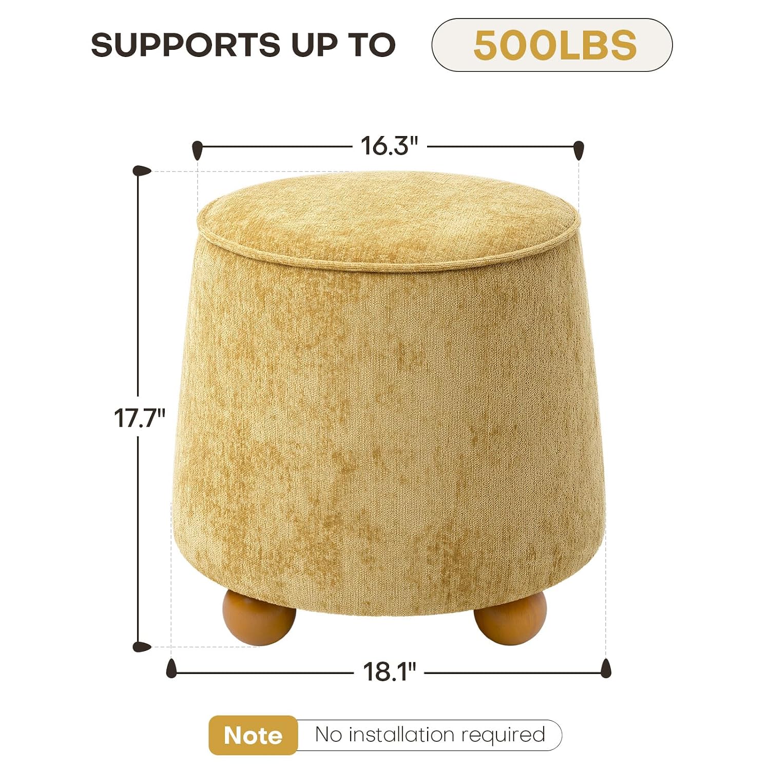 Round Tapered Ottoman Rubberwo - Outdoor Furniture Yellow ulasan dan harga