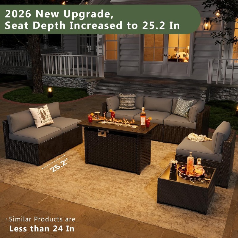 Aoxun 8 Piece Patio Furniture  - Outdoor Furniture Fire Pit Set ulasan dan harga