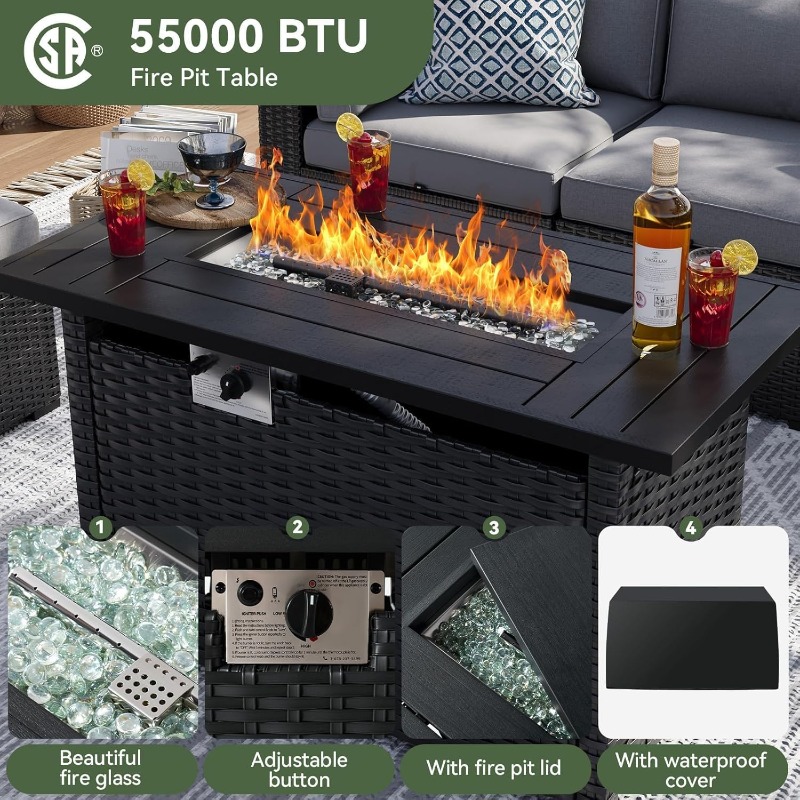 Aoxun 8 Piece Patio Furniture  - Outdoor Furniture Fire Pit Set ulasan dan harga