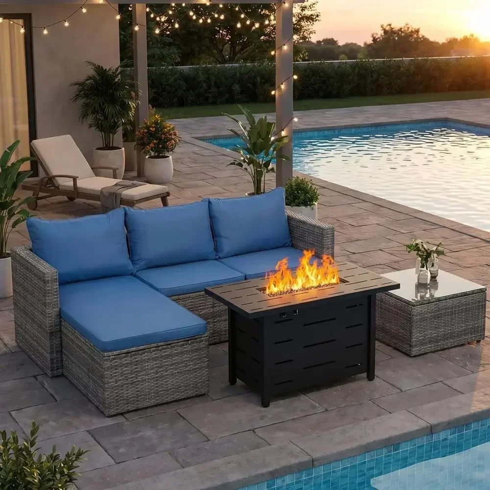 4-Piece Outdoor Wicker Patio F - Outdoor Furniture Fire Pit Set ulasan dan harga