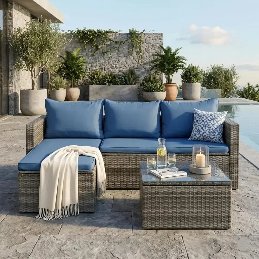 4-Piece Outdoor Wicker Patio F - Outdoor Furniture Fire Pit Set ulasan dan harga