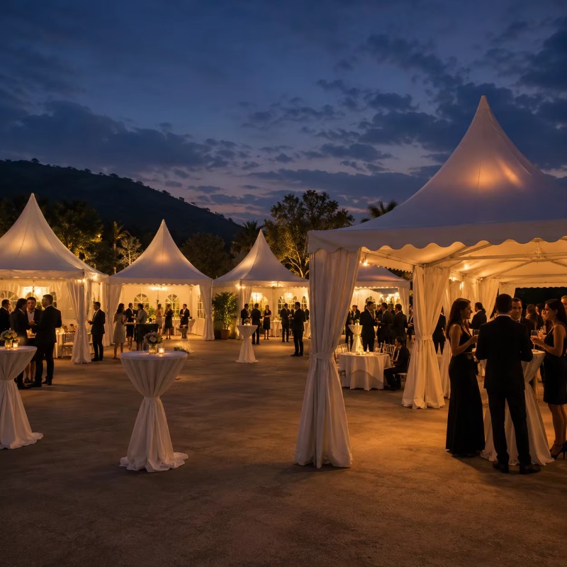 Customizable White Pagoda Tent - Outdoor Furniture Exhibition ulasan dan harga